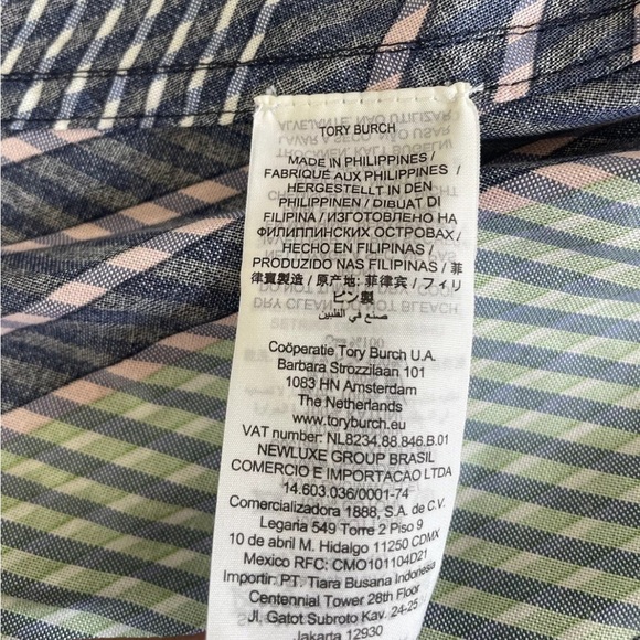 Tory Burch Dress Overprinted Blue Green Stripes Sleeveless Wrap Midi Size 0 - Picture 6 of 10